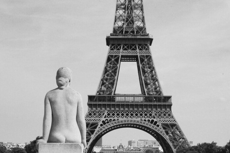 A statue looking at the Eiffel Tower !